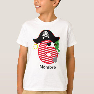 T-shirt Camiseta Cumpleaños pirata, 6 años
