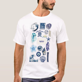 T-shirt Camiseta de Hombre con Estampado Marino Minimalist