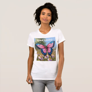 T-shirt Camiseta feminina justa Bella+Canvas borboleta