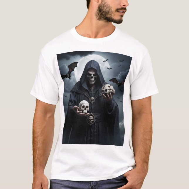 T-shirt Camiseta gotica de calavera para Halloween (Devant)