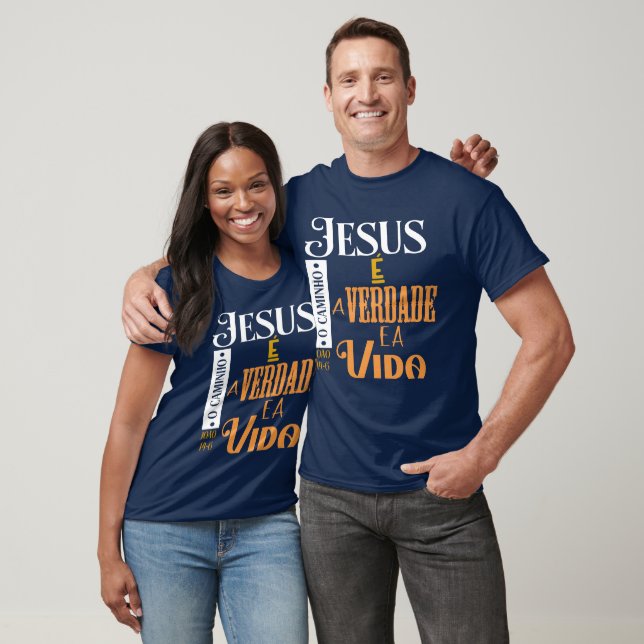 T-shirt Camiseta Jesus o caminho verdade vida joão 14 6 cr (Unisexe)