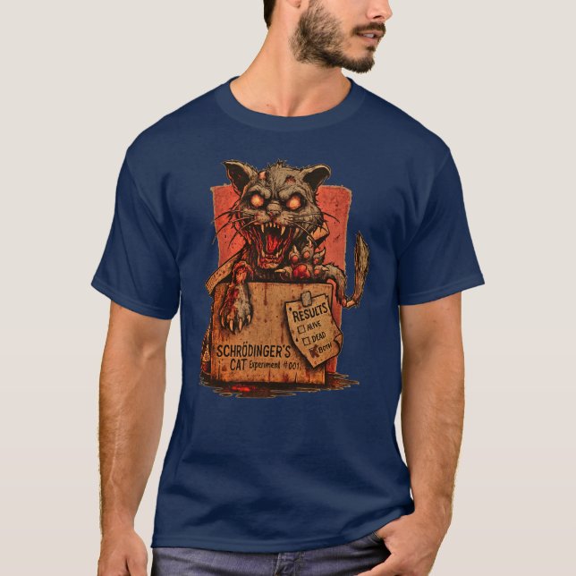 T-shirt Camiseta Masc. Schrodinger's Zombie Cat - Front (Devant)