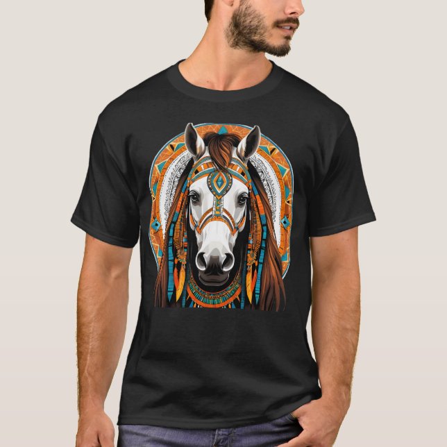 T-shirt Camiseta Masculina Básica Cavalo Tribal (Devant)
