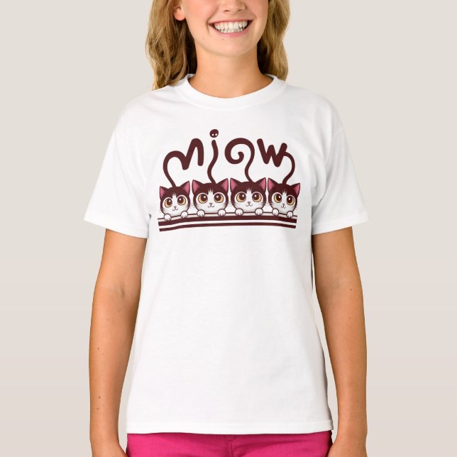 T-shirt camiseta Miaw dibujo gatitos simpáticos (Devant)