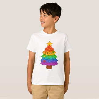 T-shirt Camiseta(T-shirt)Infantil Árvore De Natal Colorida