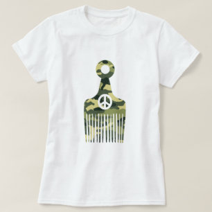T-shirt Camo Afro Hair Peace