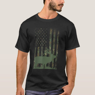 T-shirt Camo American Drapeau Elk Chasse Cadeau Hommes Cha