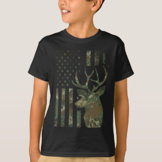T-shirt Camo American Flag Chasse de canard cadeau pour El