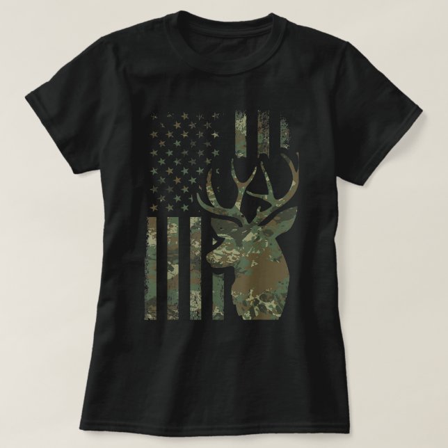 T-shirt Camo American Flag Chasse de canard cadeau pour El (Design devant)