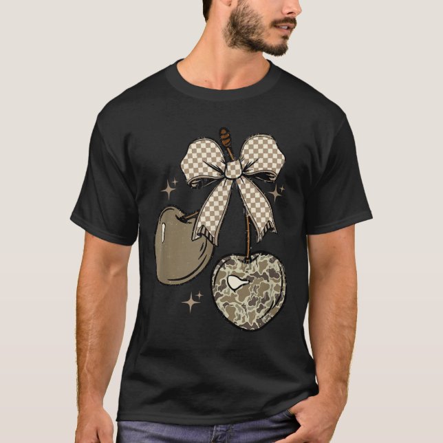 T-shirt Camo Checkered Cherry Bow, Hunting,checkered Patte (Devant)