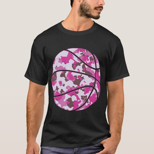 T-shirt Camo de basket-ball rose - Basket-ball en camoufla (Devant)