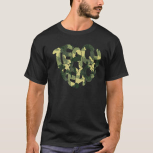 T-shirt Camo Enseigner Paix Amour Inspiration Hippie Ensei