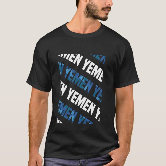 T-shirt Camo Motif du Yémen Camouflage bleu (Devant)