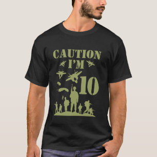 T-shirt Camo Ten Anniversaire Garçon Militaire 10e Fête Ga