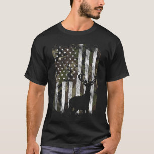 T-shirt Camo US Drapeau Der Elk Buck Camoflage Chasse Chas
