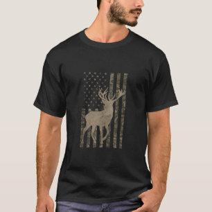 T-shirt Camo US Drapeau Der Elk Buck Camoflage Chasse Chas