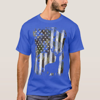 T-shirt Camo US Drapeau Der Elk Buck Camoflage Papa Chasse