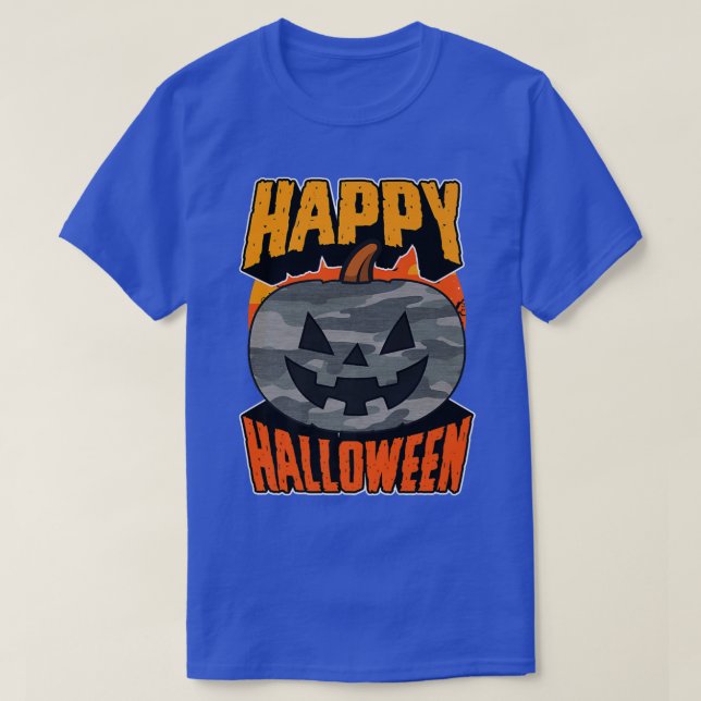T-shirt Camoue Camo Happy Halloween Party Jack-o'-lantern (Design devant)