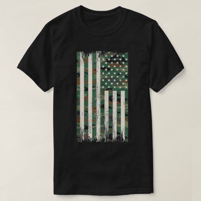 T-shirt Camoue Vert Drapeau Rétro Américain Pielé Ca Vert (Design devant)