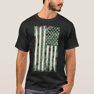 T-shirt Camoue Vert Drapeau Rétro Américain Pielé Ca Vert