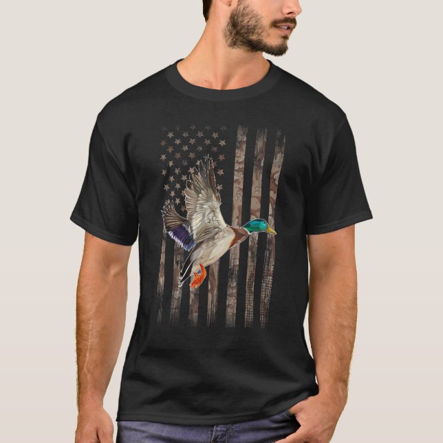 T-shirt Camouflage American Flag Duck Hunting   Ducks Hunt (Devant)