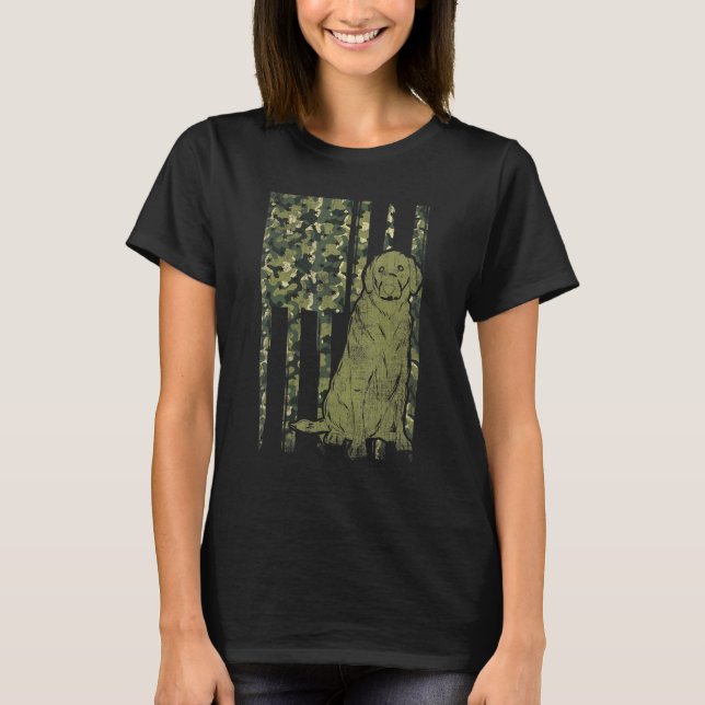 T-shirt Camouflage de chien du Labrador noir Drapeau améri (Devant)