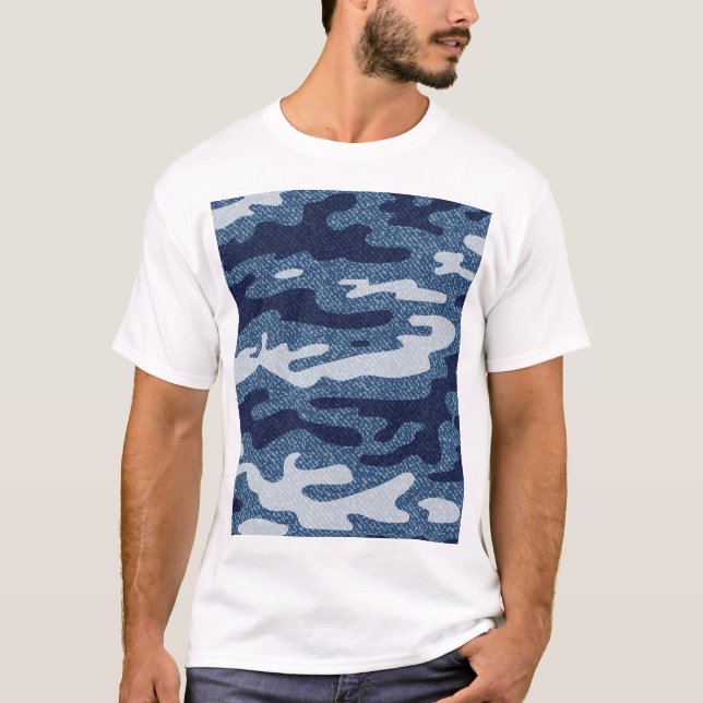 T-shirt Camouflage tacheté Denim Jeans Motif (Devant)
