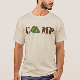 T-shirt CAMP Camping Été Vert Tente Woods Tee