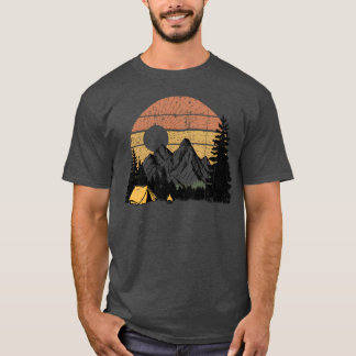 T-shirt Camp de montagne au coucher du soleil Silhouette f
