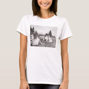 T-shirt Camp de Teepee de Natif américain, Montana, c.190