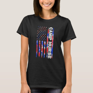 T-shirt Camp Nurse Nurse Tie Dye Drapeau Américain 4e De J