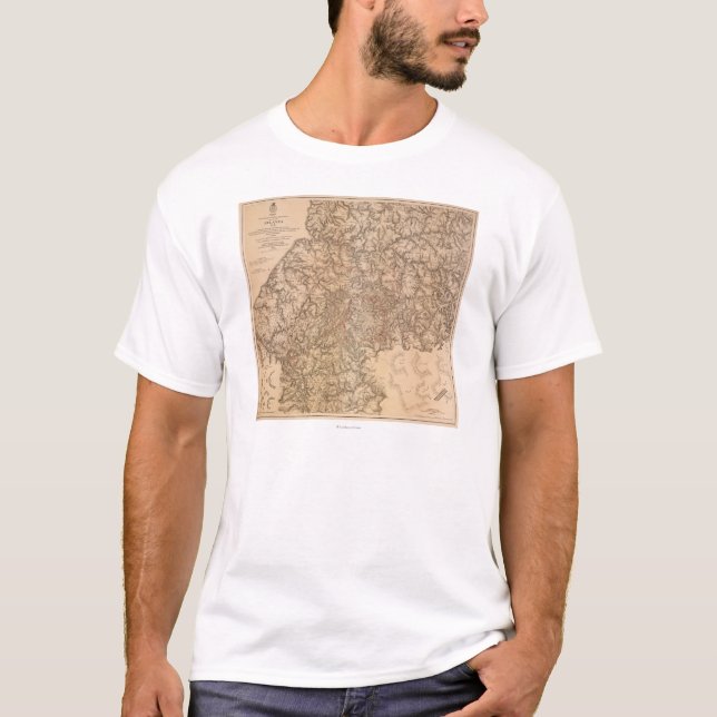 T-shirt Campagne d'Atlanta - carte panoramique 3 de guerre (Devant)