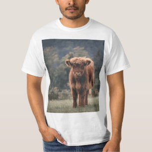 T-shirt Campagne d'herbe d'automne de la vache de haute-te