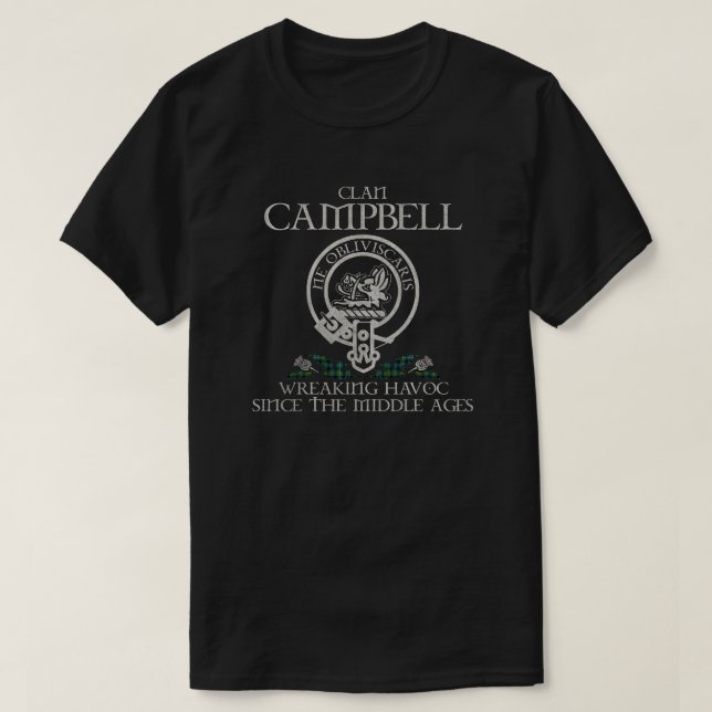 T-shirt Campbell d'Argyll Clan crête nom écossais goudron (Design devant)