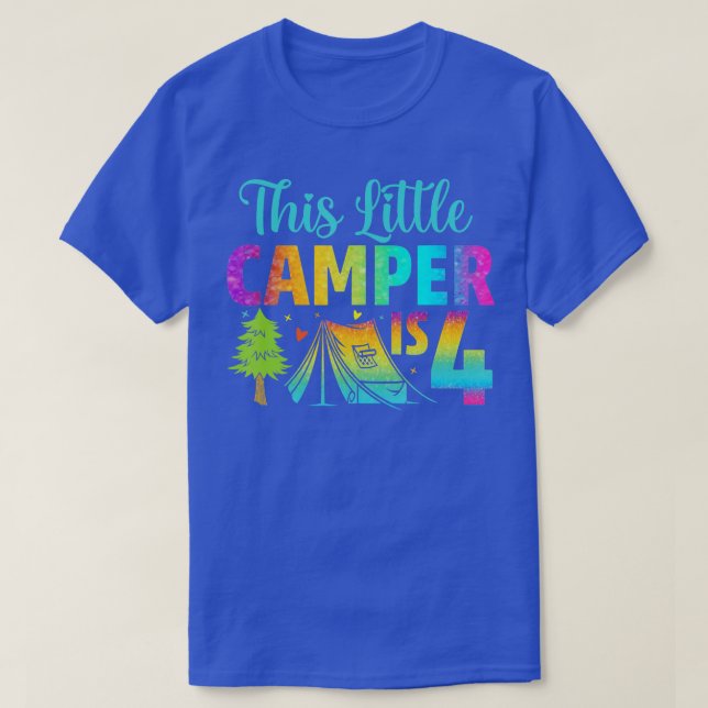 T-shirt Camper Kids Birthday 4 Years Old Camping 4th Bday  (Design devant)