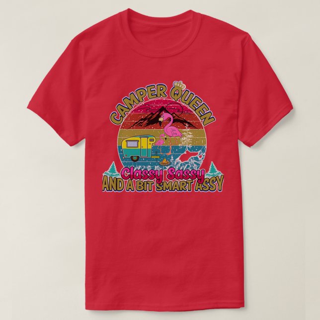 T-shirt Camper Queen Camping Lady Funny Maman (Design devant)