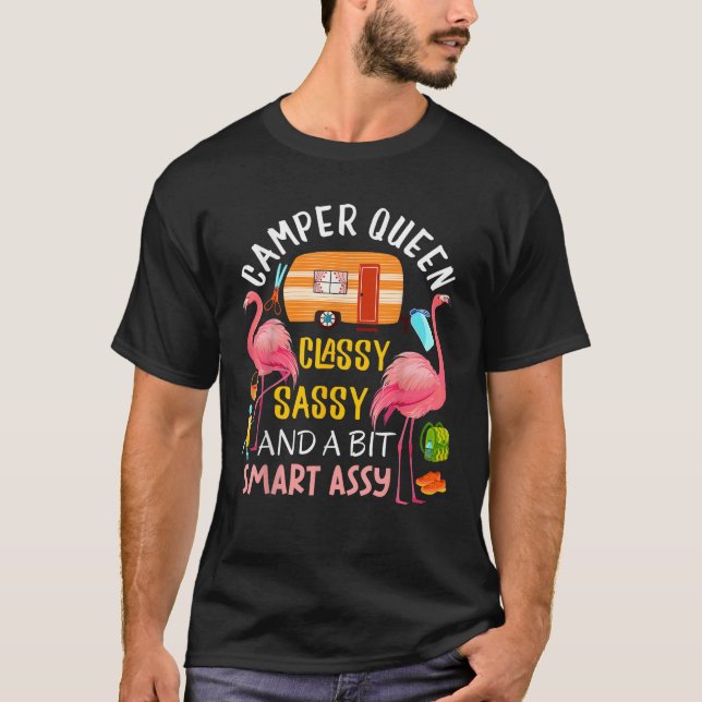 T-shirt Camper Queen Classy Sassy Smart Assy Cool Camping  (Devant)