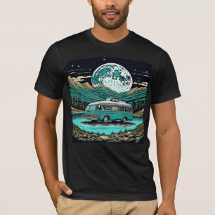 T-shirt Camper turquoise Vintage RV dans les montagnes Ret