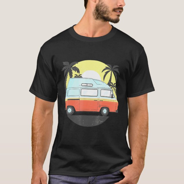 T-shirt Camper Van Camping Hommes Femmes Retro Soleil les  (Devant)