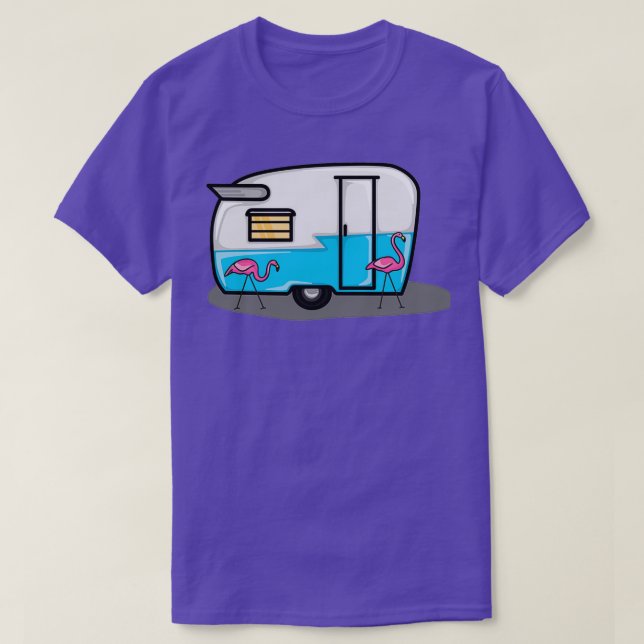 T-shirt campeurs bleu rétro (Design devant)