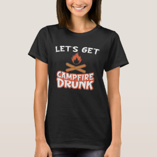T-shirt Campfire Drunk Beach Camping Drinking  Humour