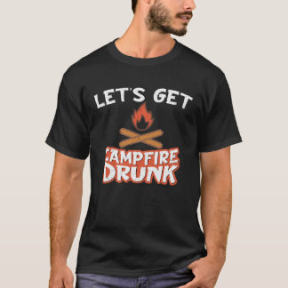 T-shirt Campfire Drunk Beach Camping Drinking  Humour