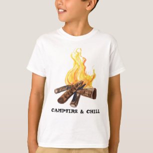 T-shirt CAMPFIRE ET CHILL Camping Bonfire Aquarelle