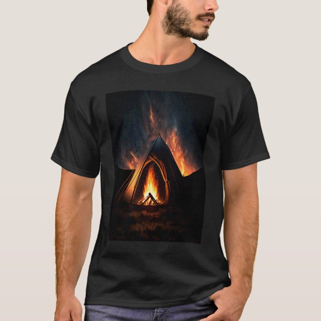 T-shirt Campfire Nature Adventure Glamping Night Camping T (Devant)