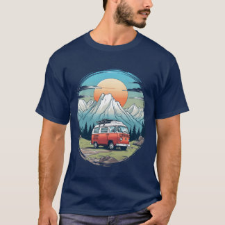 T-shirt Camping campeur montagnes nature lever de soleil c