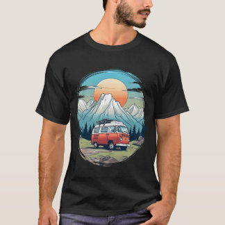 T-shirt Camping campeur montagnes nature lever de soleil c