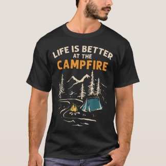 T-shirt Camping Caravane Camping Feu De Camp La Vie Est Mi