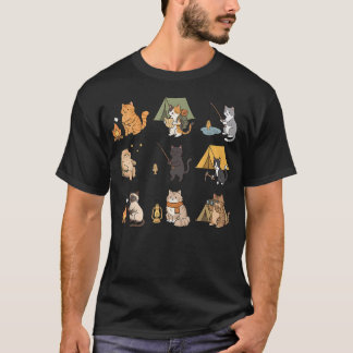 T-shirt Camping Chat Campeur Aventure Drôle Extérieur Rand