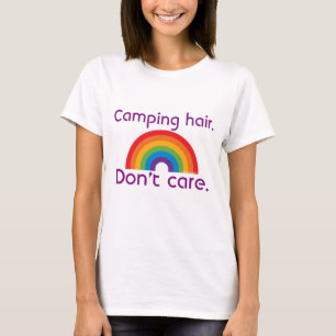 T-shirt Camping Cheveux s'en fiche des 80 ans Arc-en-ciel