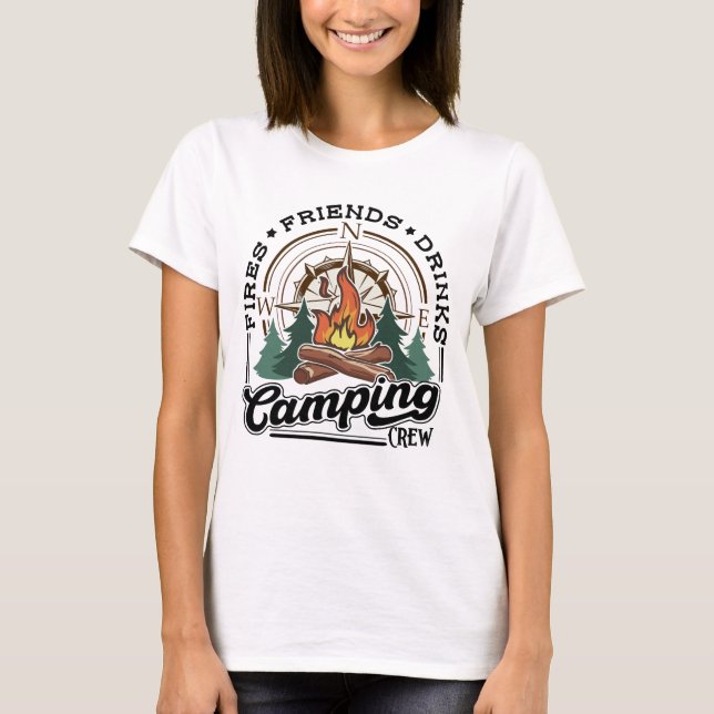 T-shirt Camping Crew Fries Amis Boissons (Devant)